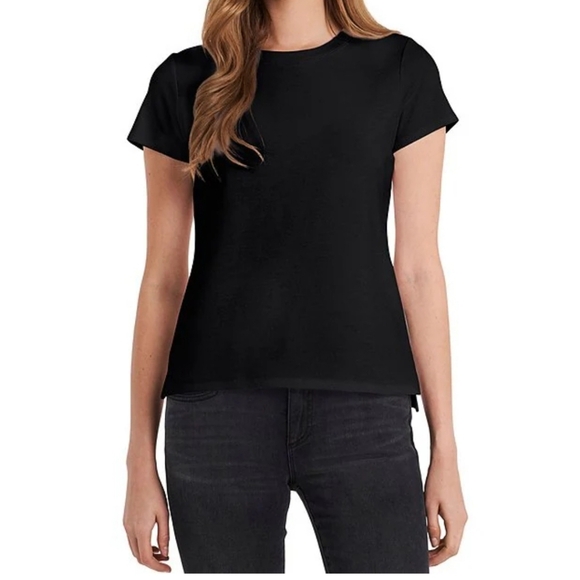 NWT Vince Camuto Knit Short Sleeve Tee- Rich Black - Picture 8 of 8